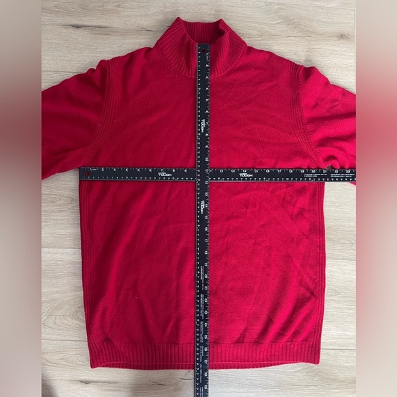 Faconnable Merino Wool Sweater 1/4 Quarter Zip Red Knit - Size Large - Picture 5 of 5